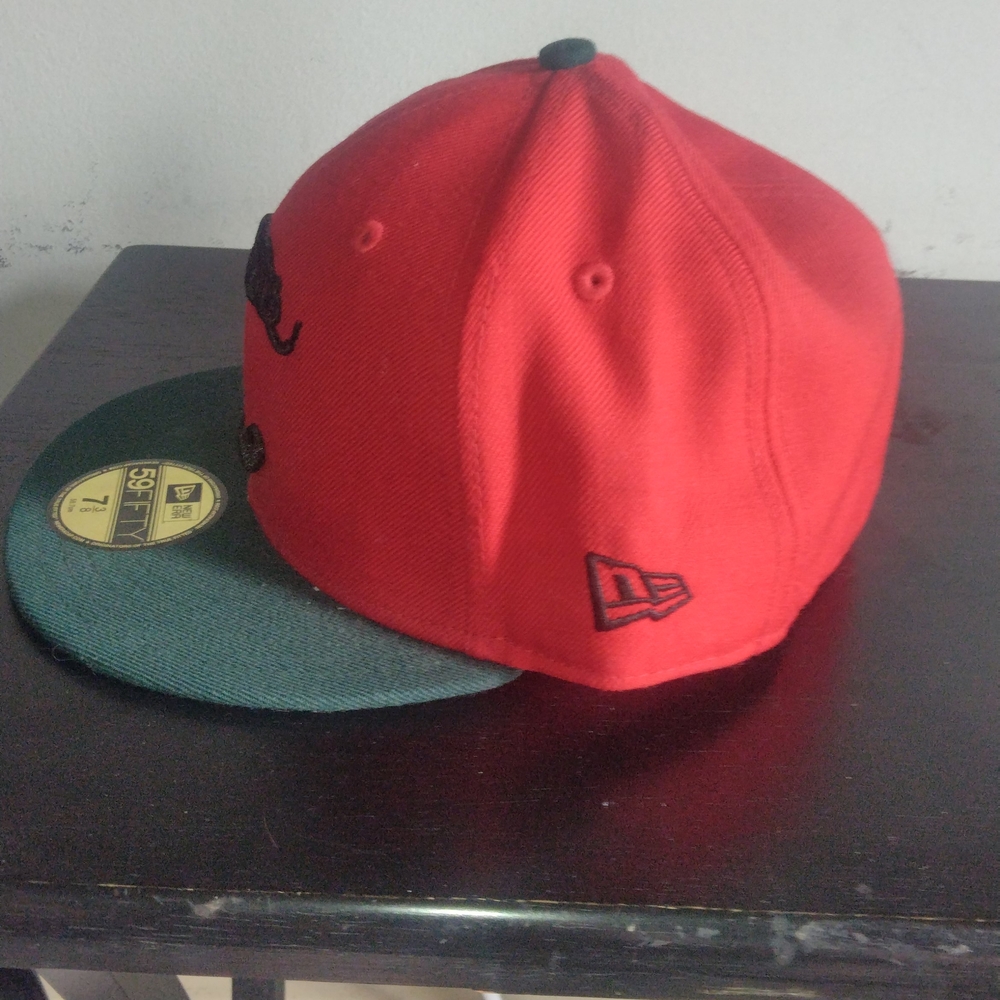 New Era Crooks And Castle Fitted Hat with Green Brim and Black Serpent C 7 3/8 - Picture 3 of 8